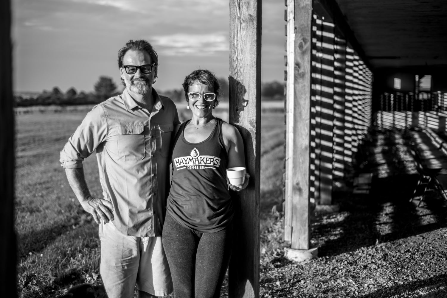 Alix and Sietse outside of their roastery on Wolfe Island